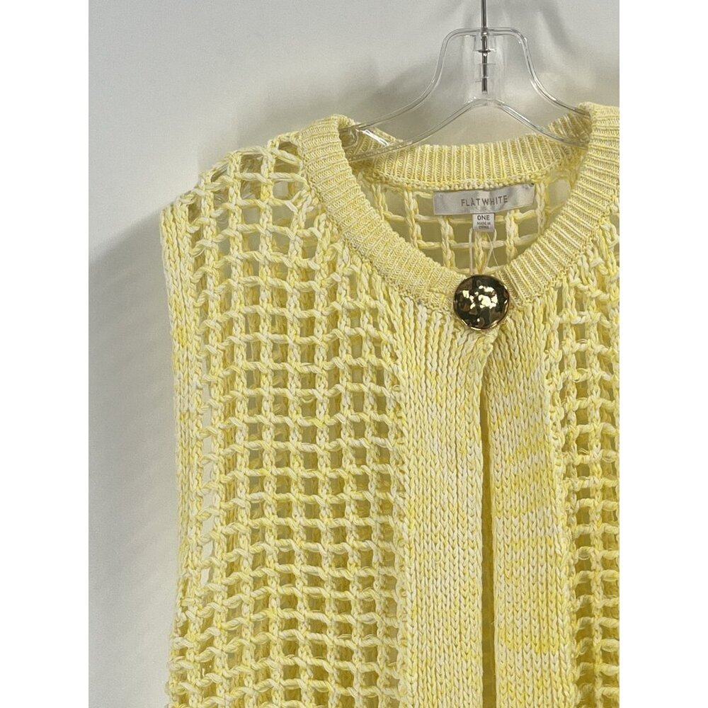 Anthropologie Open Knit Sweater Vest Yellow Sz OSFA NWT - Picture 2 of 6